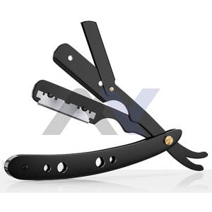 Navajas de Barbero Negras, Navajas de Filo Recto 100% Acero Inoxidable, Acabado de Calidad Superior, Estilo Seguro, Proveedor al por Mayor - Product Image 1