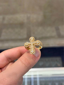 <b>Men's</b> Cross Style <b>Ring</b>, 925 <b>Sterling</b> <b>Silver</b> Moissanite Diamond <b>Ring</b>, Iced Out Hip Hop <b>Ring</b>, Perfect Anniversary Gift for <b>Men</b> - Product Image 4