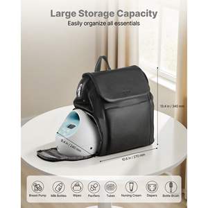 Sac à dos pour tire-lait noir, sac d'allaitement portable, compatible avec les accessoires de pompage S1/S2, sacs pour maman pour le travail et les voyages - Product Image 2