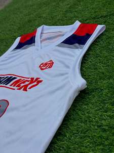 Ensemble de maillots de basket-ball personnalisés, meilleur matériau, blanc, rouge, bleu, sublimé, 22, unisexe, adulte, séchage rapide, sans manches, col en V, athlétique - Product Image 3