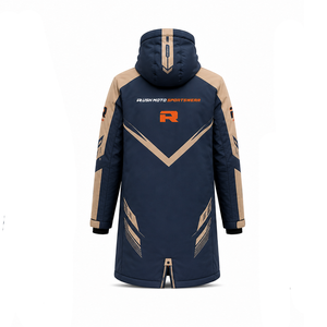 Vestes longues pour hommes, style motard, en textile, avec capuche, polyester/nylon, motif, fermeture éclair intégrale, logo, vestes longues en textile - Product Image 2