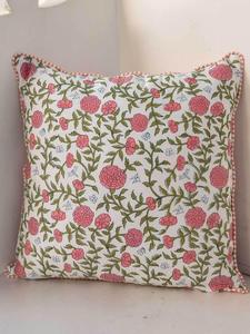Funda de Cojín Floral Estampada a Mano, Funda de Almohada de Algodón Slub, Funda Decorativa Floral para Sofá, Hogar, Hotel - Product Image 6