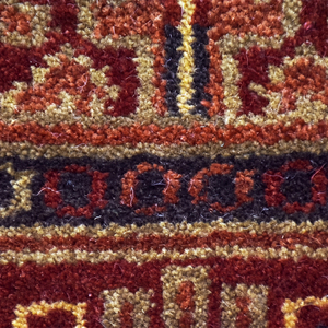Tapis en laine géométrique moderne rouge rouille, fait main, d'inspiration tribale, avec bordure, pour salon, chambre, hôtel, écologique, antidérapant - Product Image 4