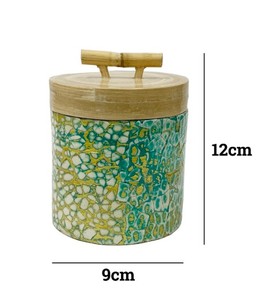 Pot de rangement en mosaïque d'œufs fait main avec couvercle en bambou tressé, boîte décorative pour la cuisine, pour thé, café, sucre, bonbons, en provenance du Vietnam - Product Image 2