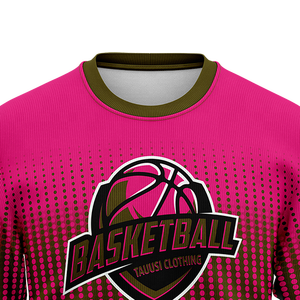 <b>Mens</b> <b>Pink</b> Olive Gradient Basketball Crew Neck <b>Sweatshirt</b> Custom Logo Graphic Pullover Long Sleeve Team Training Bulk Winter Tops - Product Image 4