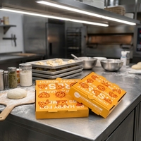 Boîte à pizza anti-graisse personnalisée en papier kraft enduit de PE, recyclable, avec doublure en éponge, gaufrée, pour frites et plats à emporter