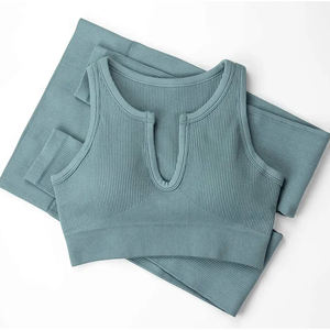 Conjunto de Yoga de Alta Calidad para Mujer, Dos Piezas, Ropa Deportiva con Sujetador y Pantalones Cortos, Logotipo Frontal, Transpirable, para Correr y Hacer Ejercicio - Product Image 6