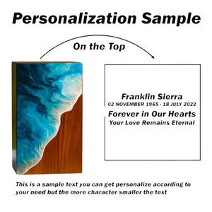 Urna de Resina con Diseño de Olas Oceánicas, Caja Conmemorativa Hecha a Mano con Madera y Epoxi Azul Profundo - Product Image 3