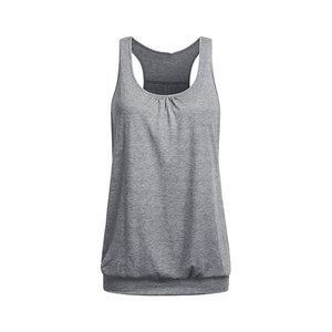Débardeur en tricot gris à col rond pour femme, décontracté, respirant, couleur unie, longueur normale, 100% polyester - Product Image 1