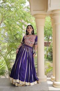 Lehenga de Rayón de Alta Calidad de 14 kg con Volantes y Encaje Gota Patti - Blusa Preconfeccionada con Bordado y Dori Latkan, Moda Femenina - Product Image 2