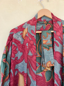 Robe de chambre Kimono Vintage Boho Loungewear de luxe léger en crêpe de soie Robe de chambre en mousseline de soie douce et confortable - Product Image 2