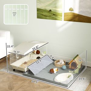 La gabbia per box per animali piccoli con caratteristiche rimovibili per animali domestici per porcellini d'India include un piatto impermeabile per bottiglie d'acqua - Product Image 3
