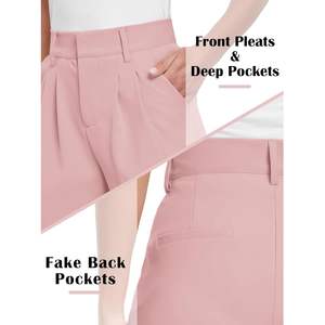 Pantalon de travail décontracté pour femme, taille mi-haute, jambe large, délavage blanchi, en Spandex/Polyester, devant plat, vente en gros 2026 - Product Image 2