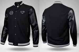 High Quality <b>Men's</b> High Street Varsity <b>Jacket</b> Winter Wool Waterproof Breathable OEM Service Stand Collar Embroidery - Product Image 5