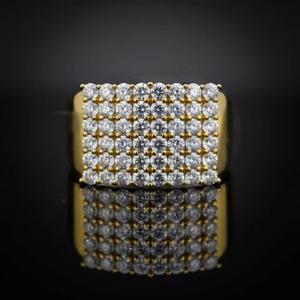 Luxury <b>Mens</b> Iced Out Square Diamond <b>Ring</b> 925 Sterling <b>Silver</b> 10K 14K Gold Plated Hip Hop <b>Ring</b> Bold Statement Jewelry Gift Idea - Product Image 1
