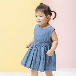 ODM Robes ouvertes d'été à glissière au dos bleu solide pour enfants et enfants - Product Image 4
