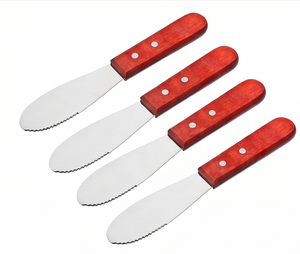 Couteau à fromage artisanal de petite taille avec manche en bois rouge, ensemble de couverts élégants, idéal pour servir le fromage, vaisselle et usage à table. - Product Image 1