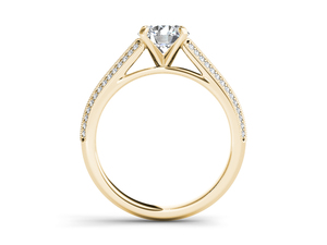 Anillo de Oro de 14K con Diamante Cultivado en Laboratorio de Corte Redondo de 1 Quilate, Textura Milgrain, Certificado IGI, Color E, Claridad VS1, para Boda, Compromiso o Aniversario - Product Image 2