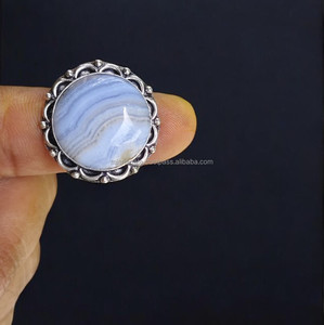 Anillo de ágata de encaje azul Natural más vendido, joyería de piedras preciosas originales de calidad Premium para hombres y mujeres, recién llegado, regalo al por mayor a granel - Product Image 3