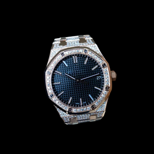 Montre pour homme de style hip-hop, exclusive, avec mouvement à quartz, chronographe automatique, date, cadran noir tendance, entièrement sertie de pierres brillantes - Product Image 5