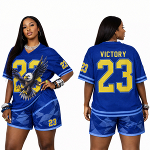 Womens Vintage Athletic Jersey Shorts <b>Set</b> Oversized Number Print <b>Two</b> <b>Piece</b> Sportswear Sublimated Streetwear Activewear Outfit - Product Image 3