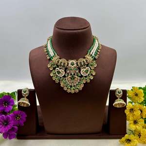 Indian Ethnic Divya Heritage Premium Gold-Plated Bridal Necklace & Earring Set - Product Image 6