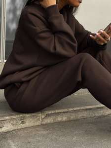 Women Two Piece Lounge Set Long Sleeve Half <b>Zip</b> <b>Sweatshirt</b> And Matching Pants Casual Relaxed Fit Tracksuit Set - Product Image 5