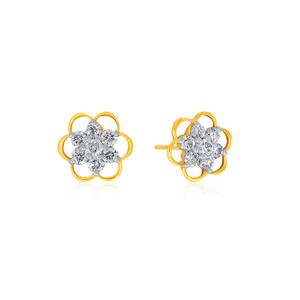 Boucles d'oreilles Eternal Bloom en diamant, luxueuses, motif floral, diamant blanc de laboratoire, finition or jaune, bijoux fins pour mariée - Product Image 3