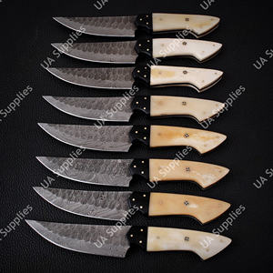 Cuchillo de carne ergonómico de acero de Damasco 15N20, forjado, con mango de hueso de camello, hoja de 4.5 pulgadas, diseño moderno para cocina y exteriores - Product Image 3