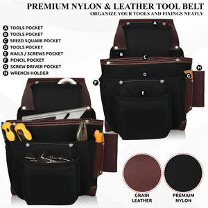 Cinturón de Herramientas de Cuero Genuino de Calidad Personalizado al por Mayor para Carpintero, Mantenimiento y Electricista con Bolsa de Cintura y Tirantes - Product Image 5