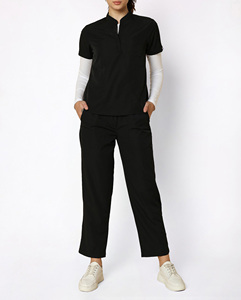 Hospital Uniforms Medical Scrubs <b>Nurse</b> Short Sleeve Woven Scrub Suit / Unisex Customized Color Stretchy Summer Spandex Set - Product Image 3