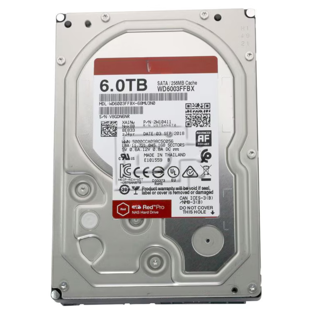 New 6TB Red Pro NAS HDD 3.5-inch SATA III 7200RPM 256MB Cache High-Performance Internal Metal Hard Drive RAID Storage WD6003FFBX
