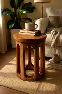 Mesa Auxiliar Moderna de Madera Ideal para Hogares Contemporáneos con Acabado en Madera Natural, Patas Resistentes y Equilibrio - Product Image 4