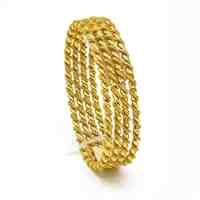 Lot de 4 bracelets torsadés turcs en laiton plaqué or 14K/18K/24K, style floral, personnalisables, pour mariée sud-asiatienne