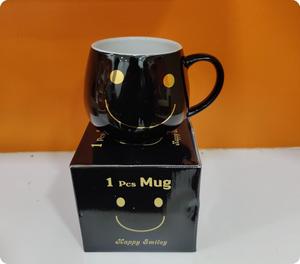 แก้วกาแฟเซรามิคลายการ์ตูนสีดำ แก้วหน้ายิ้ม ใช้กับไมโครเวฟได้ ใช้กับเครื่องล้างจานได้ ของขวัญ แก้วน้ำ - Product Image 3