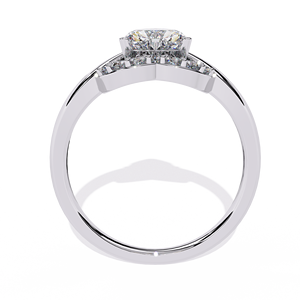 Anillo de Compromiso de Lujo de Plata 925 con Diamante Cultivado en Laboratorio de Corte Oval/Radiante para Mujer - Product Image 4