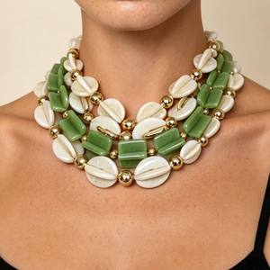 Collier de perles irrégulières en résine faites à la main, multicolores, bijoux de mode, artisanat moulé, pour femmes et filles - Meilleures ventes - Product Image 4