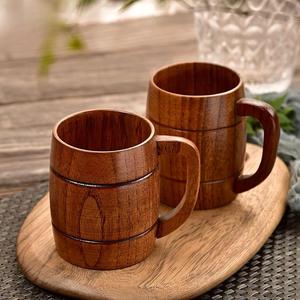 Handmade Rustic Solid Wood Tankard <b>Beer</b> Mug Durable Indoor Home Decor Kitchen Use Round Shape All Seasons - Product Image 1