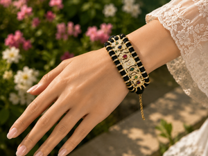Handmade Pave Diamond Thread Bracelet With Extension Chain for women & men - Product Image 2