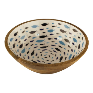 Bol en bois indien traditionnel de luxe, Meenakari, fait à la main, décoratif, émail jaune, pour table à manger - Product Image 1