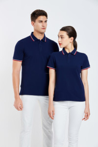Polo à col intercolor de haute qualité anti-rides et anti-rétrécissement coupe confortable polo de même style pour hommes et femmes - Product Image 4