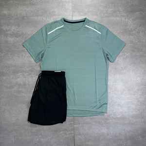 Ensemble décontracté 2 pièces pour homme NURJENNA INDUSTRIES : T-shirt et short en coton respirant, tissu tricoté, imprimé numérique uni - Product Image 2