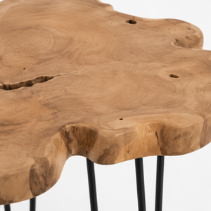 ARTERRA Luxury Eco-Friendly Handmade <b>Round</b> Shape Teak Wood Slice <b>Table</b> Modern Organic Coffee <b>Table</b> Nesting <b>Side</b> <b>Table</b> Set - Product Image 2