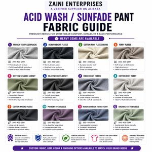 Pantalon Homme Premium en Tissu Bonded 400 GSM Écologique Imperméable Délavé à l'Acide Multi-Poches avec Fermeture Éclair Polyester/Coton Noir Rose - Product Image 2