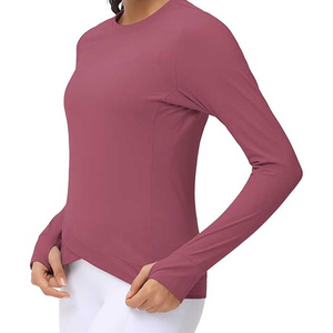 Wholesale Womens Long Sleeve Compression Shirt <b>Thumb</b> <b>Hole</b> Slim Fit Stretchy Quick Dry Gym Yoga Athletic <b>Top</b> Knitted Digital - Product Image 5
