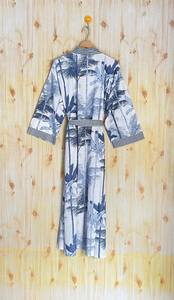 Bata Kimono con Estampado de Dibujos Animados para Mujer, 100% Algodón Tejido, Suave y Transpirable, Camisón de Verano Hecho a Mano, Cuello en V, Cintura Elástica, Largo Completo - Product Image 3