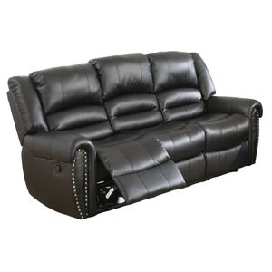 โซฟาหนังสีดำแบบปรับเอนด้วยมือ Relax 1 ที่นั่ง 3 ที่นั่ง พร้อมเบาะรองแขน สำหรับเฟอร์นิเจอร์ห้องนั่งเล่น - Product Image 2