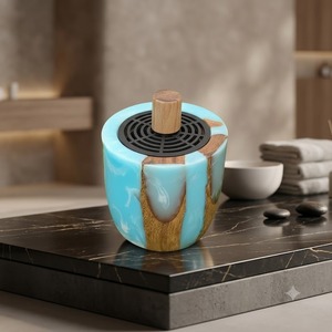 Quemador de Incienso Verde con Tapa de Madera y Tallado de Sándalo, Difusor de Aromaterapia Religiosa 100% Natural para Decoración del Hogar - Product Image 3
