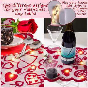 Camino de mesa para el Día de San Valentín de 13 x 72 pulgadas con diseño de encaje de corazones para decoraciones de fiestas de boda - Product Image 3