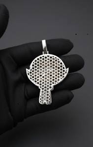 จี้เพชรโมอิสซาไนต์สีดำและสีขาวแบบฮิปฮอปการ์ตูนสาวน้อยประดับเพชรเต็มตัว  ทำจากเงินแท้ 925 และเคลือบเงา สำหรับผู้ชาย - Product Image 3